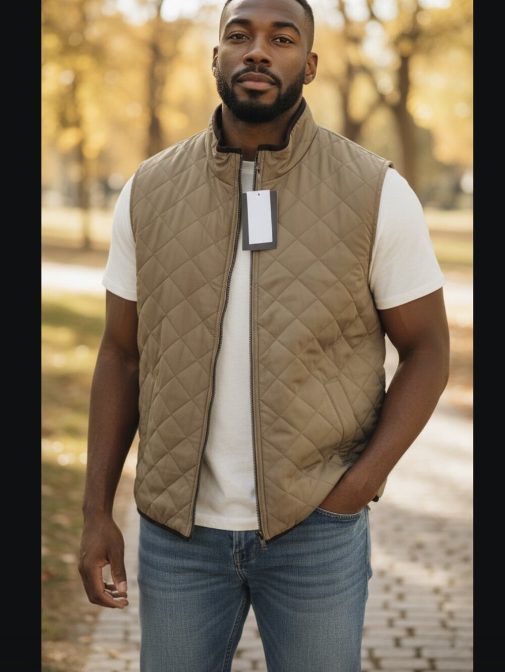Men's Magaschoni Quilted Vest - Taupe